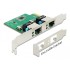 Delock PCI Express x1 Network Card Gigabit LAN 2 x RJ45 RTL8111