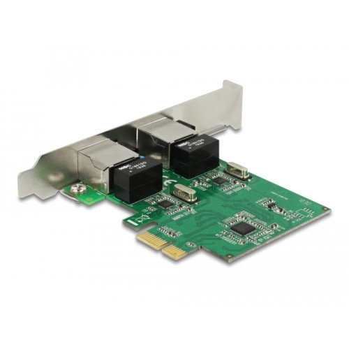 Delock PCI Express x1 Network Card Gigabit LAN 2 x RJ45 RTL8111