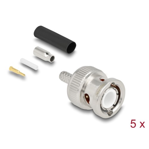 Delock BNC plug for crimping RG-174 / RG-316 with matching shrink tube - 5 pieces