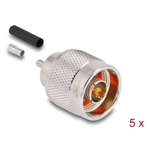 Delock N plug for crimping RG-174 / RG-316 with matching shrink tube - 5 pieces