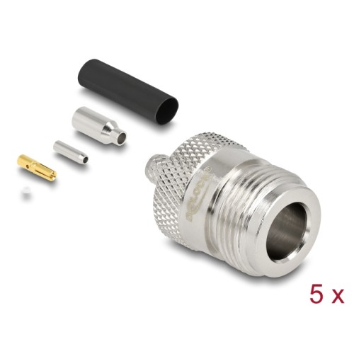 Delock N jack for crimping RG-174 / RG-316 with matching shrink tube - 5 pieces