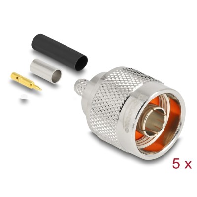 Delock N plug for crimping LMR 200 with matching shrink tube