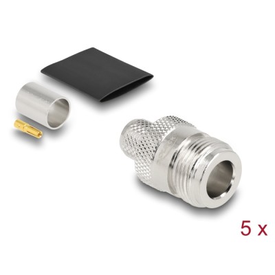 Delock N jack for crimping LMR 400 with matching shrink tube (5x)