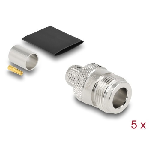 Delock N jack for crimping LMR 400 with matching shrink tube (5x)