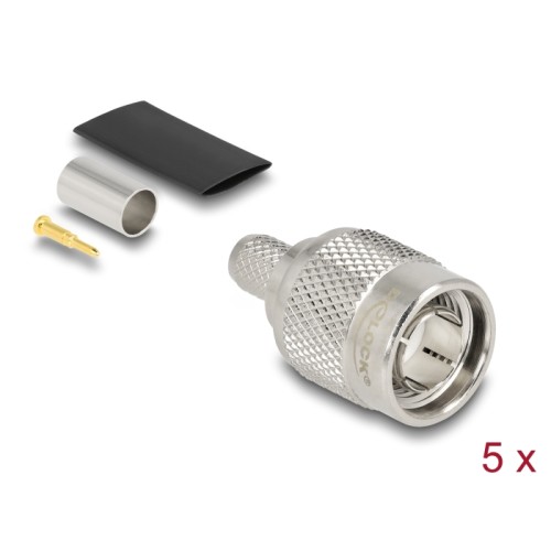Delock TNC plug for crimping RG-59 with matching shrink tube - 5 pieces