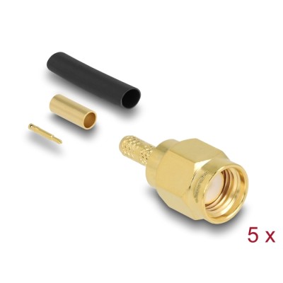 Delock SMA plug for crimping RG-174 / RG-316 with matching shrink tube