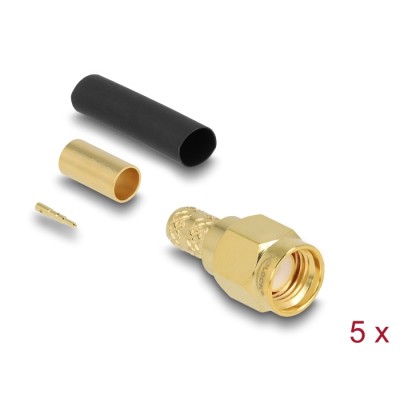 Delock SMA plug for crimping LMR200 with matching shrink tube