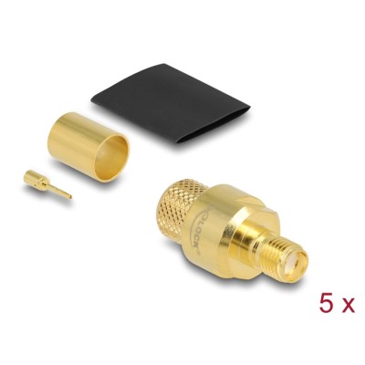 Delock SMA jack for crimping LMR400 with matching shrink tube