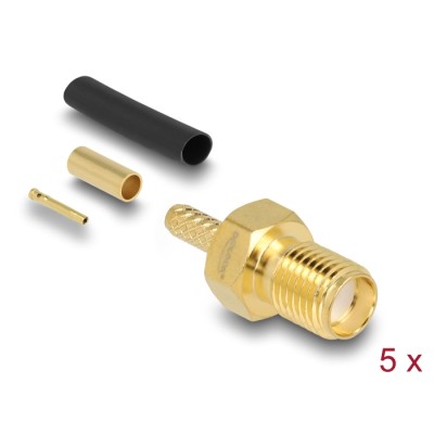 Delock SMA jack for crimping RG-174 / RG-316 with matching shrink tube