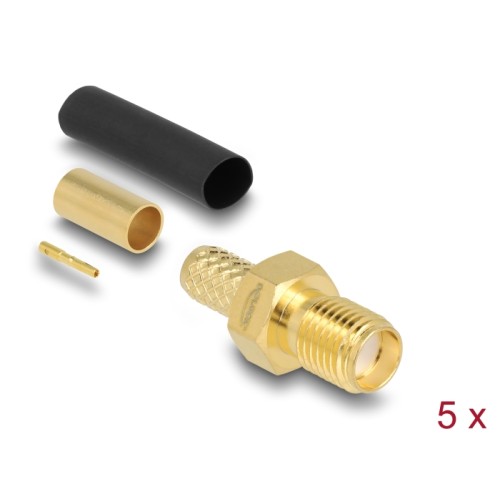 Delock SMA jack for crimping LMR200 with matching shrink tube - 5 pieces
