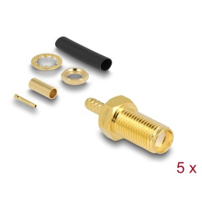Delock SMA male bulkhead for crimping RG-174 / RG-316 with matching shrink tube