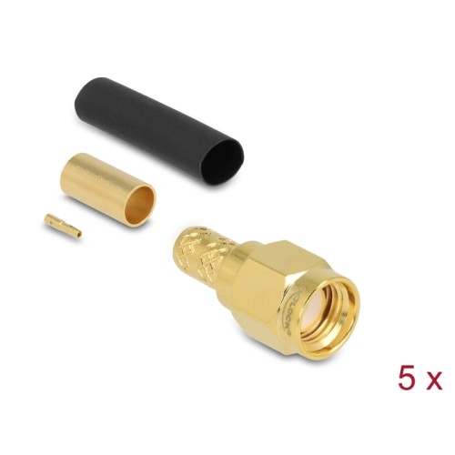 Delock RP-SMA plug for crimping LMR200 with matching shrink tube - 5 pieces
