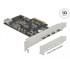 Delock PCI Express x4 Card to 4 x USB Type-C™ + 1 x USB Type-A - SuperSpeed USB 10 Gbps - Low Profile Form Factor