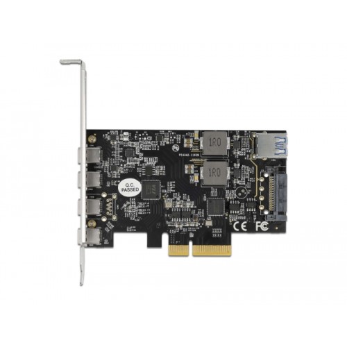 Delock PCI Express x4 Card to 4 x USB Type-C™ + 1 x USB Type-A - SuperSpeed USB 10 Gbps - Low Profile Form Factor