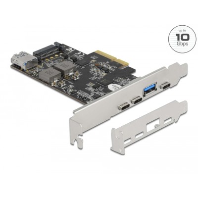 Delock PCI Express x4 Card to 3 x USB Type-C™ + 2 x USB Type-A - SuperSpeed USB 10 Gbps - Low Profile Form Factor