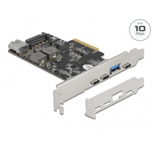 Delock PCI Express x4 Card to 3 x USB Type-C™ + 2 x USB Type-A - SuperSpeed USB 10 Gbps - Low Profile Form Factor
