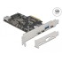 Delock PCI Express x4 Card to 3 x USB Type-C™ + 2 x USB Type-A - SuperSpeed USB 10 Gbps - Low Profile Form Factor