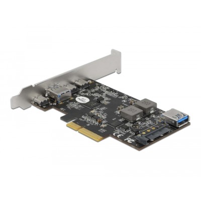 Delock PCI Express x4 Card to 3 x USB Type-C™ + 2 x USB Type-A - SuperSpeed USB 10 Gbps - Low Profile Form Factor 2