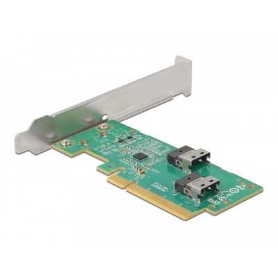 Delock PCI Express 4.0 x8 Card to 2 x internal SFF-8654 4i NVMe - Bifurcation - Low Profile Form Factor 2