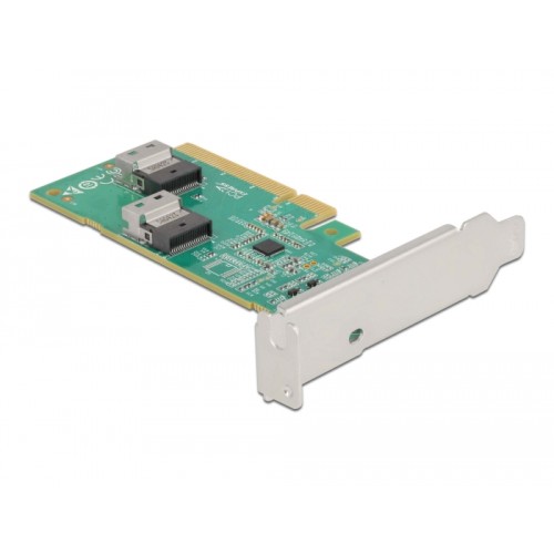 Delock PCI Express 4.0 x8 Card to 2 x internal SFF-8654 4i NVMe - Bifurcation - Low Profile Form Factor