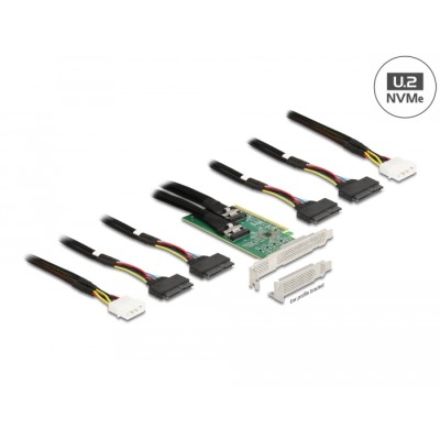 Delock PCI Express 4.0 x16 Card to 4 x SFF-8639 NVMe - Bifurcation - Low Profile Form Factor