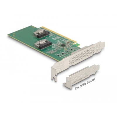 Delock PCI Express 4.0 x16 Card to 4 x SFF-8639 NVMe - Bifurcation - Low Profile Form Factor 2