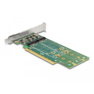 PCI Express 4.0 x16 Card to 4 x internal NVMe M.2 Key M 110 mm - Bifurcation - Low Profile Form Factor 2