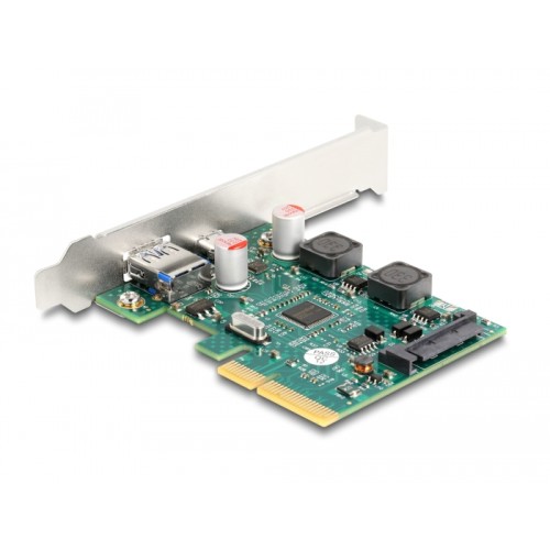 Delock PCI Express x4 Card to 1 x external USB 10 Gbps Type-C™ female + 1 x external USB 10 Gbps Type-A female - Low Profile For