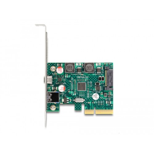 Delock PCI Express x4 Card to 1 x external USB 10 Gbps Type-C™ female + 1 x external USB 10 Gbps Type-A female - Low Profile For