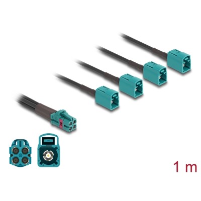 Delock Cable Mini FAKRA Z jack quad to 4 x FAKRA Z jack B-Type