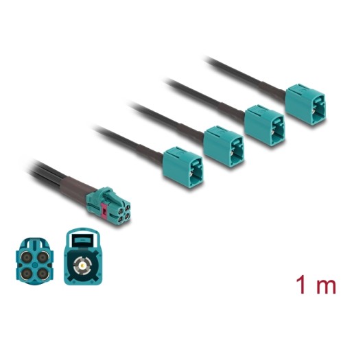 Delock Cable Mini FAKRA Z jack quad to 4 x FAKRA Z jack B-Type