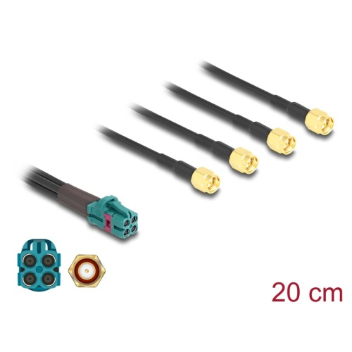 Delock Cable Mini FAKRA Z jack quad to 4 x SMA plug B-Type Premium