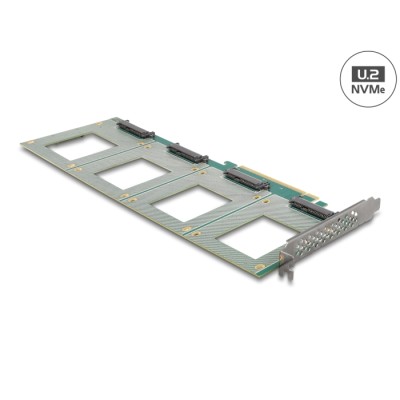 Delock PCI Express 4.0 x16 Card to 4 x internal U.2 NVMe SFF-8639 - Bifurcation (LxW: 288 x 122 mm)
