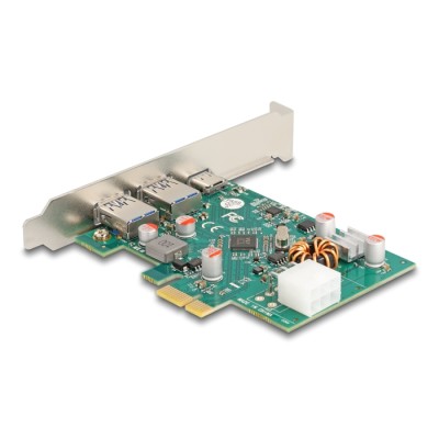 Delock PCI Express x1 Card to 1 x external USB Type-C™ female PD 30 W + 2 x external USB Type-A female USB 5 Gbps 2