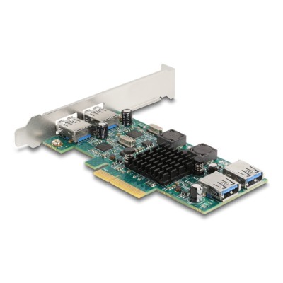 Delock PCI Express x4 Card to 2 x external USB 5 Gbps Type-A + 2 x internal USB 5 Gbps Type-A Dual Channel - Low Profile Form Fa 2