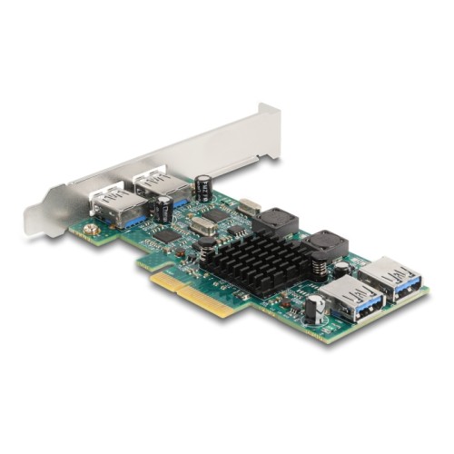 Delock PCI Express x4 Card to 2 x external USB 5 Gbps Type-A + 2 x internal USB 5 Gbps Type-A Dual Channel - Low Profile Form Fa