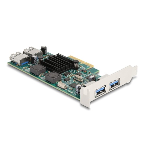 Delock PCI Express x4 Card to 2 x external USB 5 Gbps Type-A + 2 x internal USB 5 Gbps Type-A Dual Channel - Low Profile Form Fa