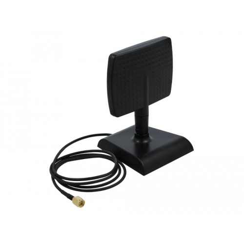 Delock WLAN WiFi 6 Antenna RP-SMA plug 4 - 6 dBi directional with magnetic base with tilt joint