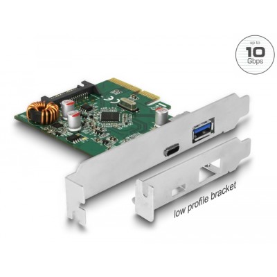 Delock PCI Express x4 Card to 1 x external USB Type-C™ female + 1 x external USB Type-A female SuperSpeed USB 10 Gbps