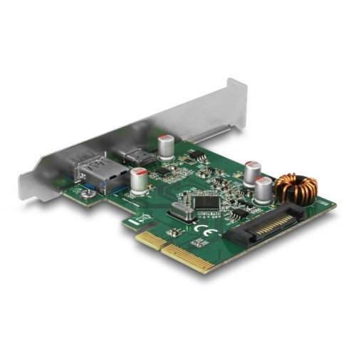 Delock PCI Express x4 Card to 1 x external USB Type-C™ female + 1 x external USB Type-A female SuperSpeed USB 10 Gbps (USB 3.1 G
