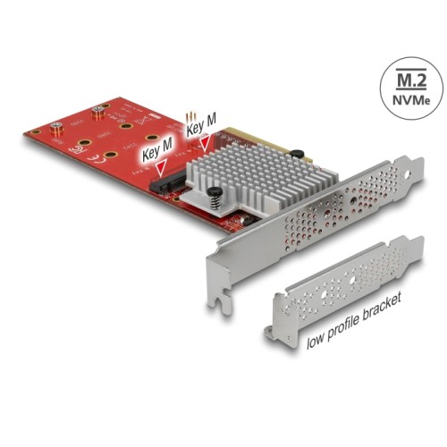 Delock PCI Express x8 Card to 2 x internal NVMe M.2 Key M - Low Profile Form Factor