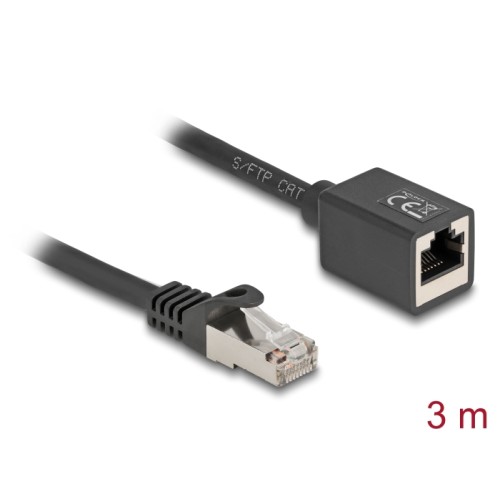 Delock Network Extension Cable RJ45 plug to RJ45 jack Cat.6A S/FTP 3 m black