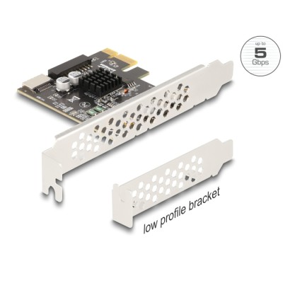 Delock PCI Express x1 Card to 1 x internal USB 5 Gbps Type-E Key A and 1 x 19 pin USB pin header male - Low Profile Form Factor