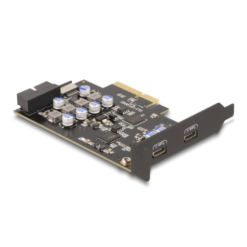 Delock PCI Express x4 Card to 2 x external USB Type-C™ + 1 x internal USB 10 Gbps Type-E Key A and 1 x 19 pin USB pin header mal