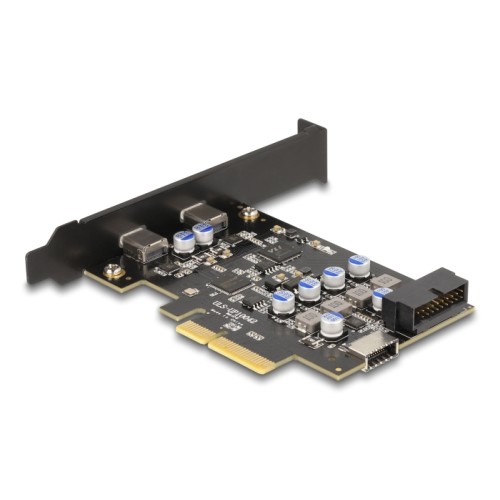 Delock PCI Express x4 Card to 2 x external USB Type-C™ + 1 x internal USB 10 Gbps Type-E Key A and 1 x 19 pin USB pin header mal