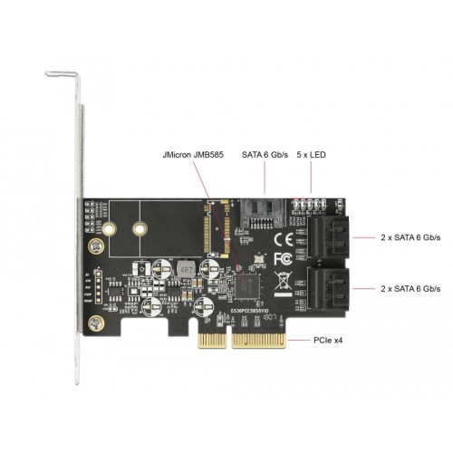Delock 5 port SATA PCI Express x4 Card - Low Profile Form Factor