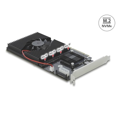 Delock PCI Express x8 / x16 Card to 4 x internal NVMe M.2 Key M
