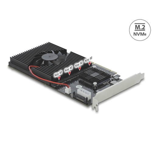 Delock PCI Express x8 / x16 Card to 4 x internal NVMe M.2 Key M