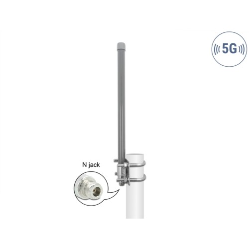 Delock 5G 3.3 - 3.8 GHz Antenna N jack 8 dBi 50 cm omnidirectional fixed outdoor grey