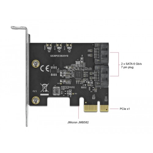 Delock 2 port SATA PCI Express x1 Card - Low Profile Form Factor